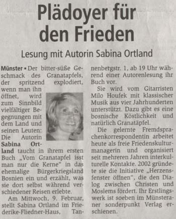 Sabina Philippa Ortland, Vom Granatapfel isst man nur die Kerne